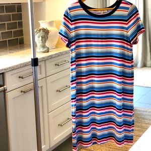 LOFT Multicolored Striped Tshirt Dress